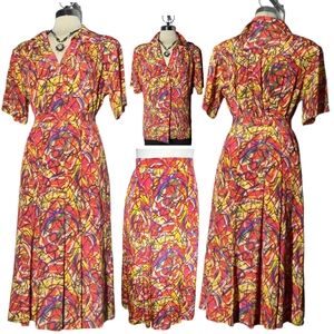 MRJAX Luxury 2 pieces Flare Skirt & Blouse Multicolor Size 6